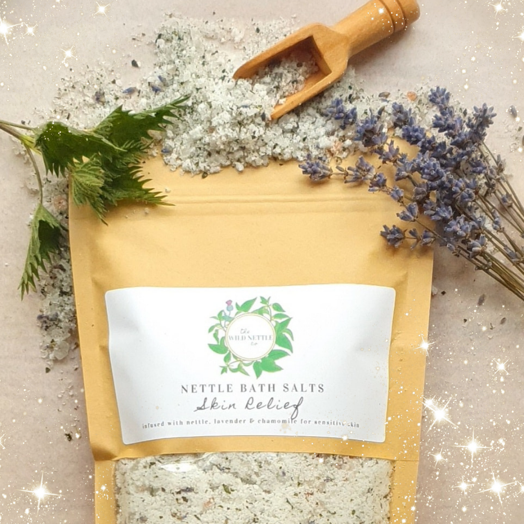 Bath salts for sensitive skin nettle lavender chamomile epsom salts