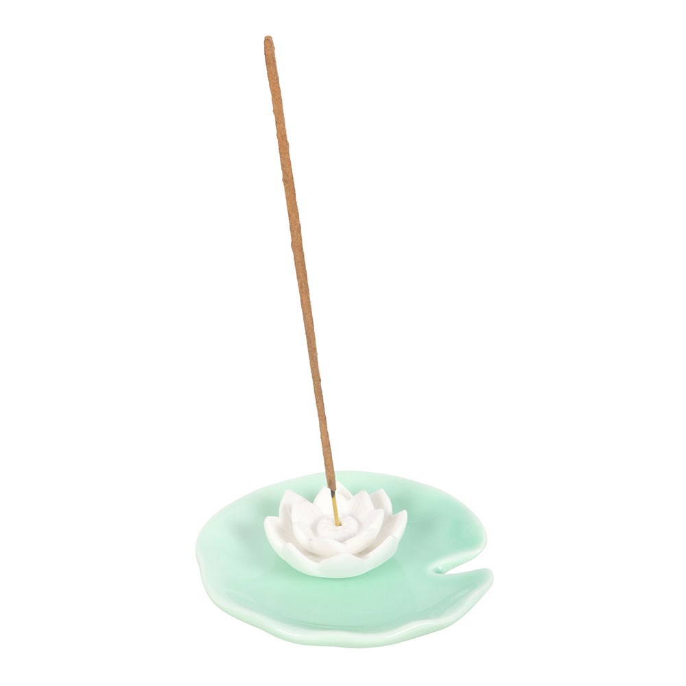 white lotus flower incense holder ceramic trinket holder gift