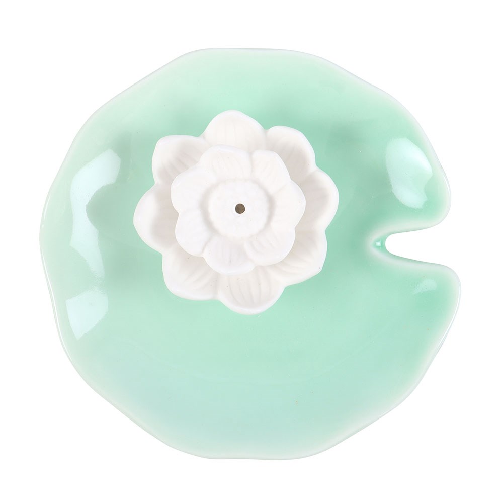 white lotus flower incense holder ceramic trinket holder gift